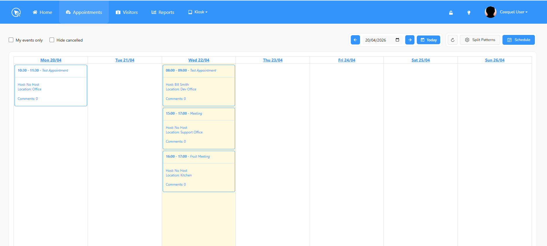 Appointments Calendar
